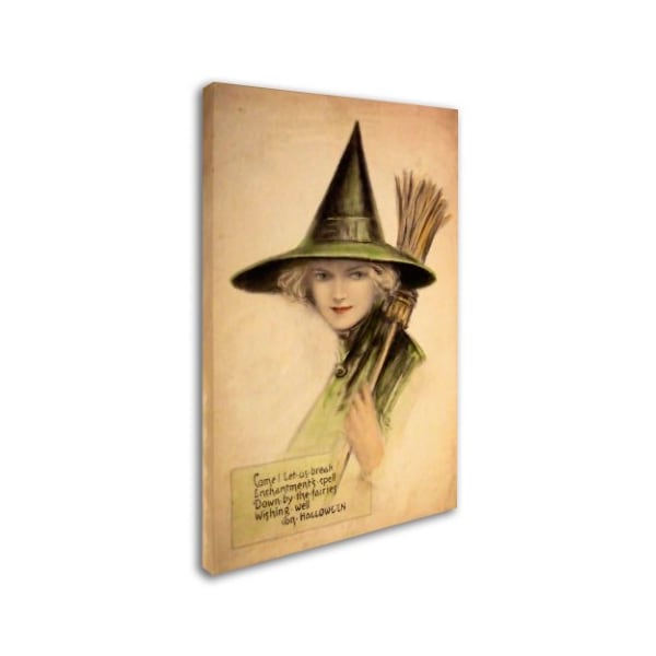 Vintage Apple Collection 'Halloween Beautiful Green Witch' Canvas Art,12x19